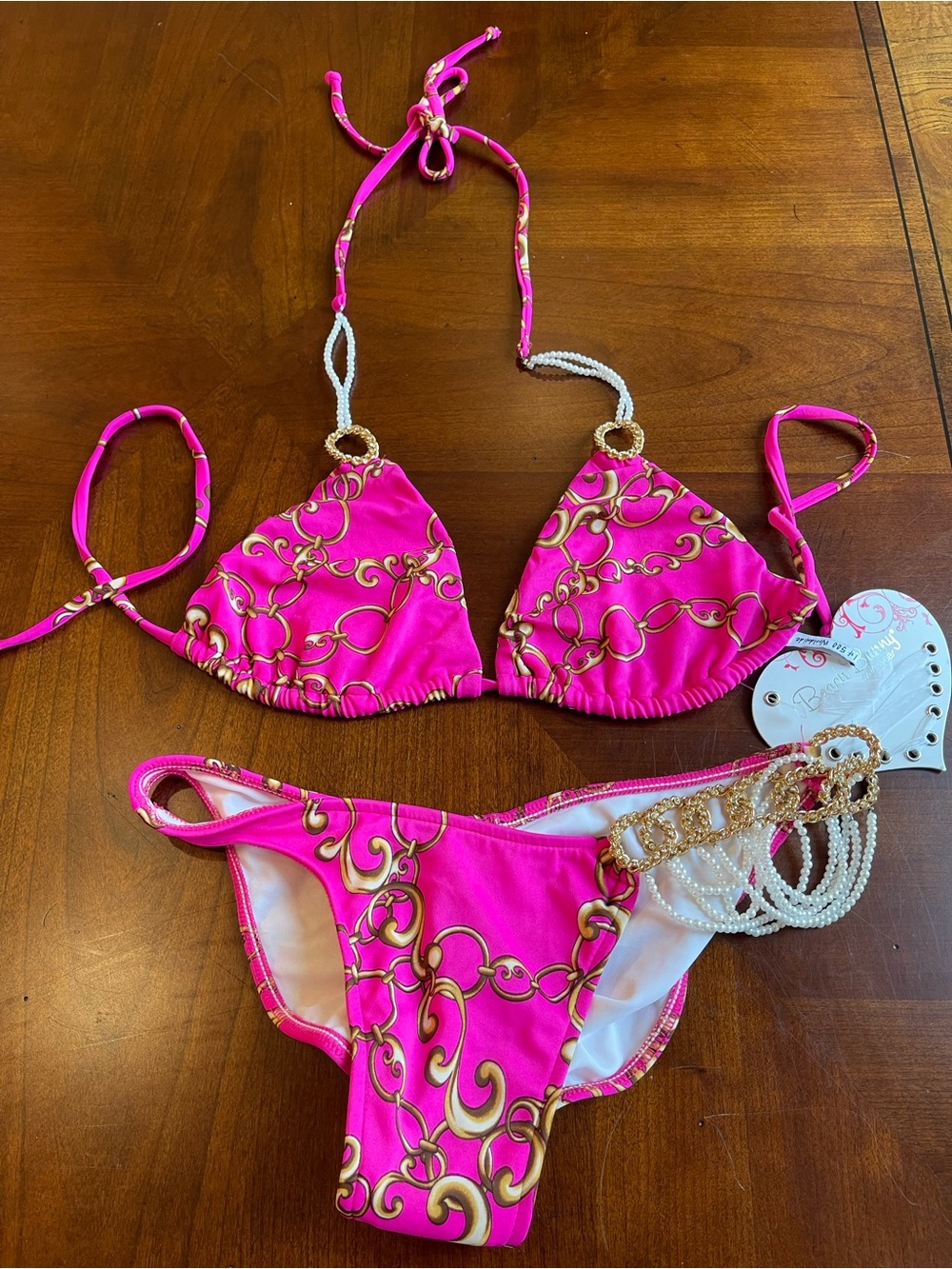 Brand NWT and liner beach bunny collectible RARE bikini bejeweled L set!!! - Picture 10 of 13